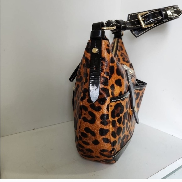 Rare Dooney And Bourke Leopard Safari Leather Shoulder Bag - Picture 6 of 9